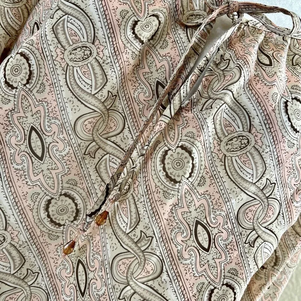 Ann Taylor Loft Light Pink Floral Blouse Shirt Women Size 10 Paisley Print Sheer